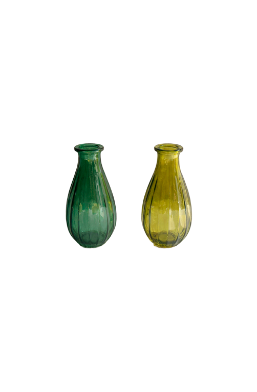 Conjunto de Vasos Decorativo Aurora em Vidro Verde 2 Peças