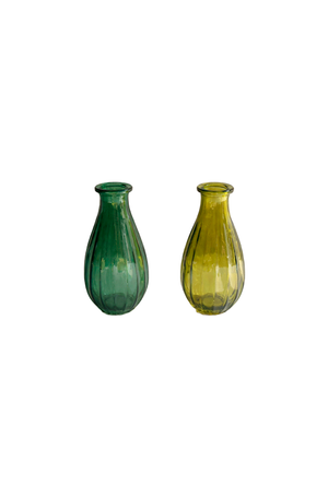 Conjunto de Vasos Decorativo Aurora em Vidro Verde 2 Peças