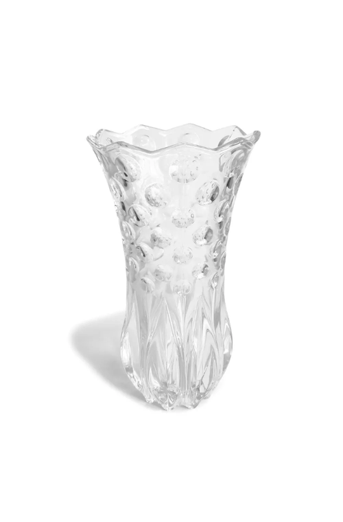 Vaso de Vidro com Relevo Círculos Decorativo 23x12cm