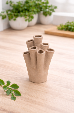 Vaso Coral Boho em Cerâmica