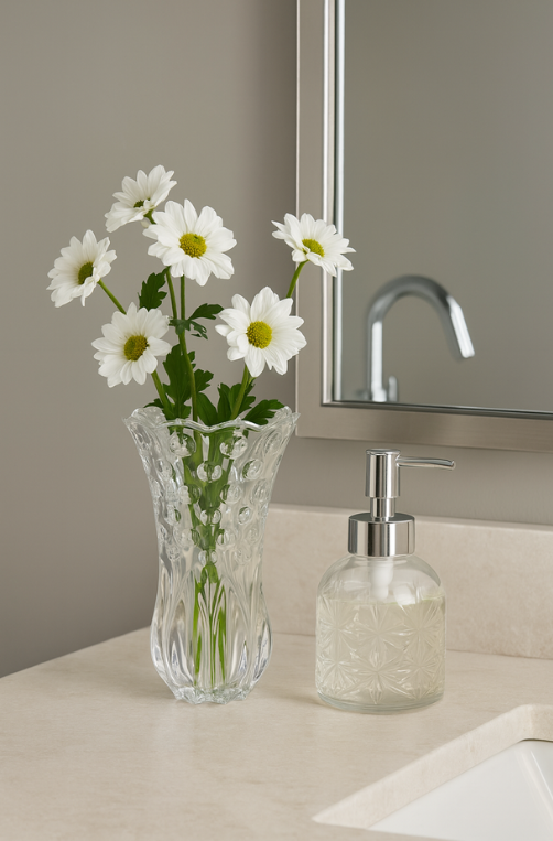 Vaso de Vidro com Relevo Círculos Decorativo 23x12cm