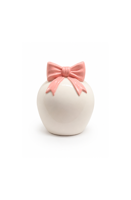 Vaso Decorativo de Laço Rosa em Cerâmica