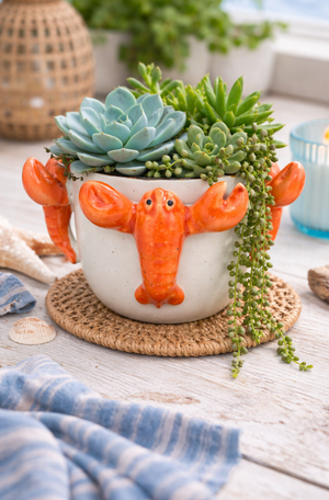 Vaso Baixo de Cerâmica Lagosta