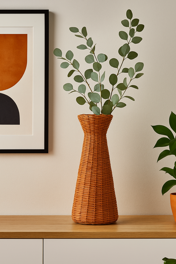 Vaso Alto Rústico Artesanal em Poliresina