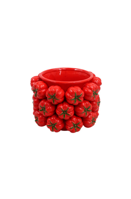 Vaso Decorativo de Tomate Vermelho em Cerâmica 18cm