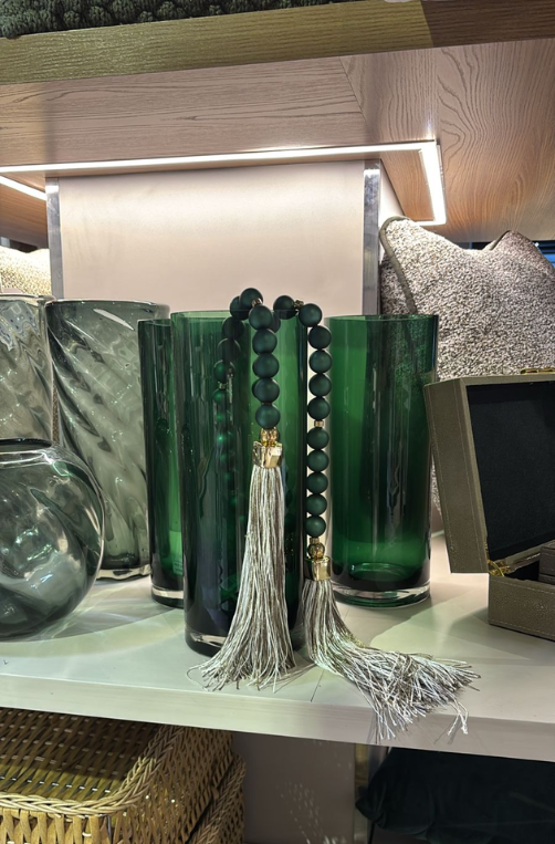 Vaso Alto de Vidro Verde Esmeralda