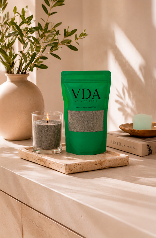 Vela de Areia Cinza em Parafina Vegetal 500g