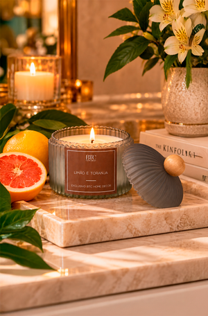 Vela Aromatizante de Limão e Toranja com Tampa em Vidro
