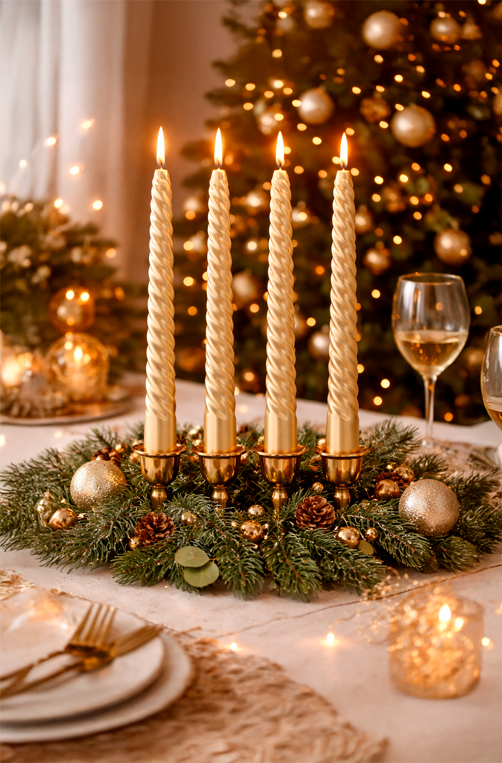 Vela Lumière Dourada 4 Peças