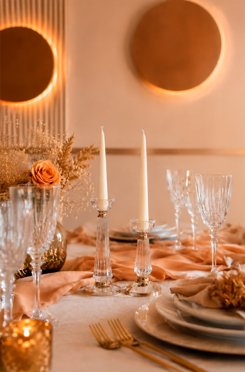 Conjunto de 2 Velas Cônicas Decorativas Marfim em Parafina 24cm