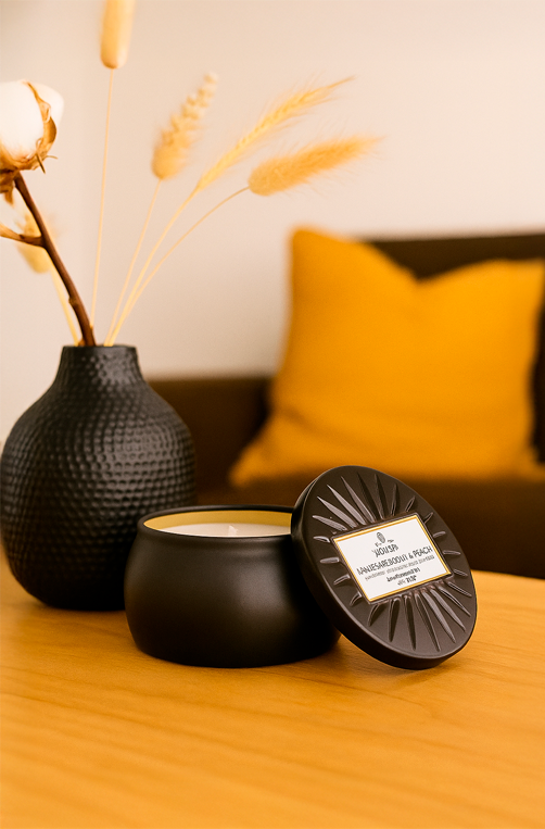 Vela Aromática Makassar Ebony e Peach em Parafina