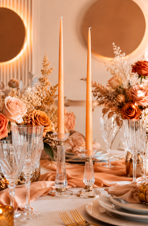 Conjunto de 2 Velas Cônicas Decorativas Salmão em Parafina 33cm