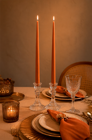 Conjunto de 2 Velas Cônicas Decorativas Terracota em Parafina 33cm