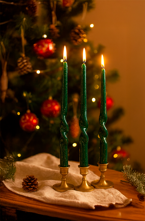 Vela de Parafina Retorcida Brilhosa 3 Peças