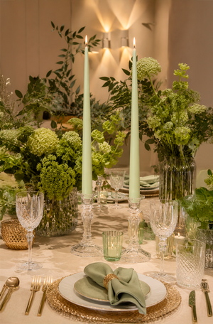 Conjunto de 2 Velas Cônicas Decorativas Verde Candy em Parafina 33cm