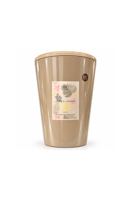 Vela Aromatizante de Limão e Lavanda com Tampa Média em Vidro 24cm