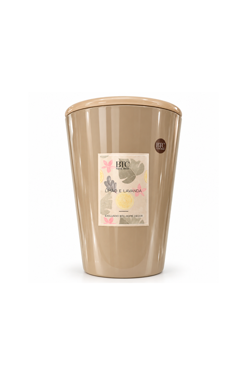 Vela Aromatizante de Limão e Lavanda com Tampa Média em Vidro 24cm