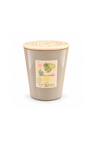 Vela Aromatizante de Limão e Lavanda com Tampa Pequeno em Vidro 16cm