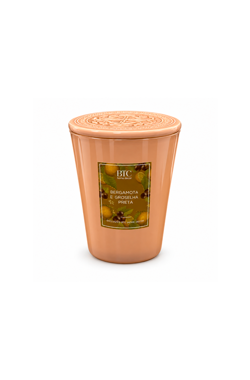 Vela Aromatizante Bergomato e Groselha Preta com Tampa Pequeno em Vidro 16cm