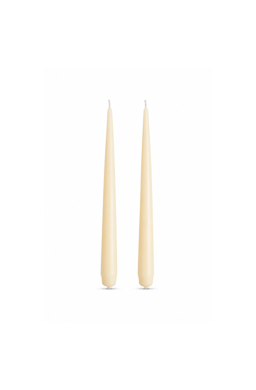 Conjunto de 2 Velas Cônicas Decorativas Marfim em Parafina 24cm