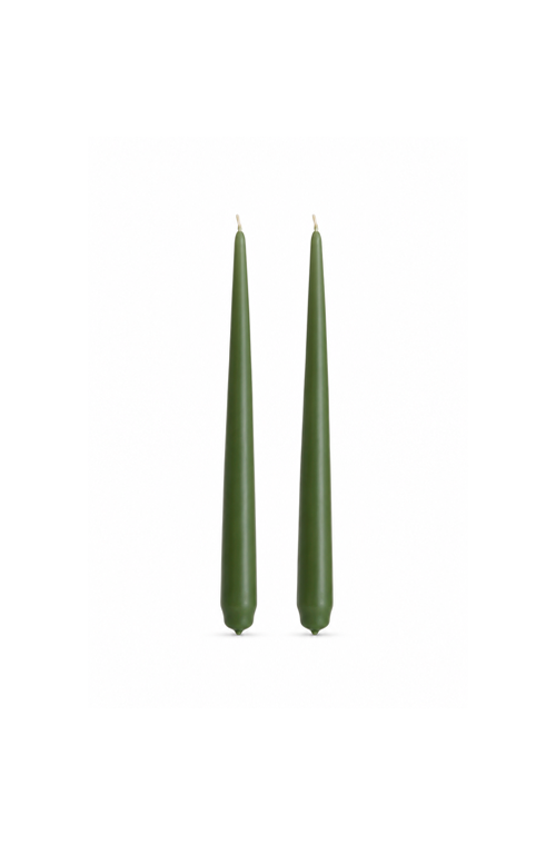 Conjunto de 2 Velas Cônicas Decorativas Verde em Parafina 24cm