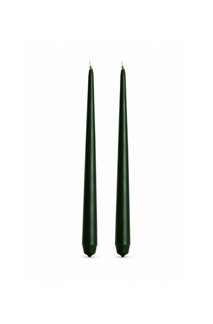 Conjunto de 2 Velas Cônicas Decorativas Verde Folha em Parafina 33cm