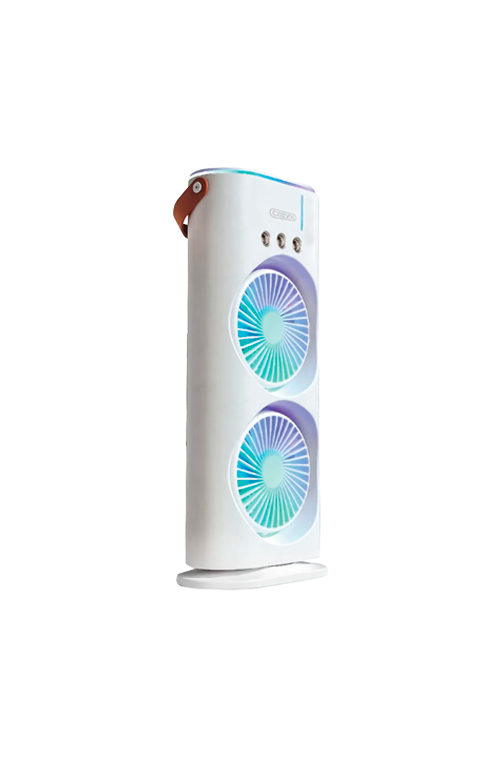 Ventilador Umidificador Duplo Torre 3 Velocidades Portátil Climatizador de Led