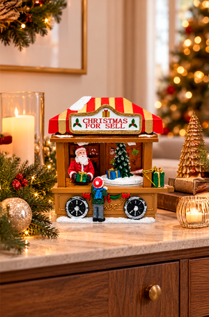 Vila Natalina Decorativa Barraca do Papai Noel com Árvore de Natal com Luz e Movimento