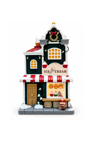 Vila Natalina Decorativa Sorveteria com Luz Personagem e Neve