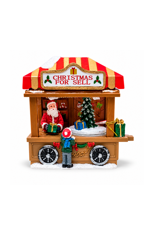 Vila Natalina Decorativa Barraca do Papai Noel com Árvore de Natal com Luz e Movimento