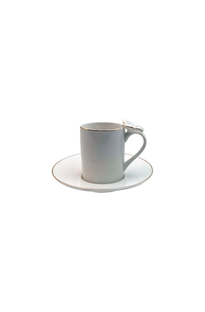 Conjunto de Xícaras de Café com Pires em Porcelana Ramoudie 8 Peças 100ml