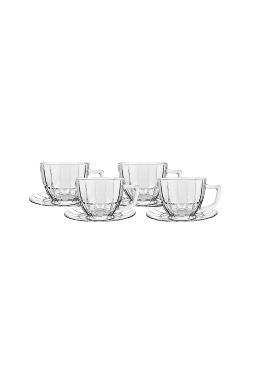 Conjunto de Xicaras Café com Pires Cristalle de Vidro 90ml 4 Peças