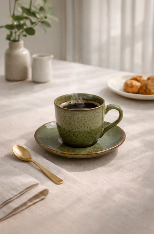 Xícara para Café com Pires Orgânico Eco Stone Jade