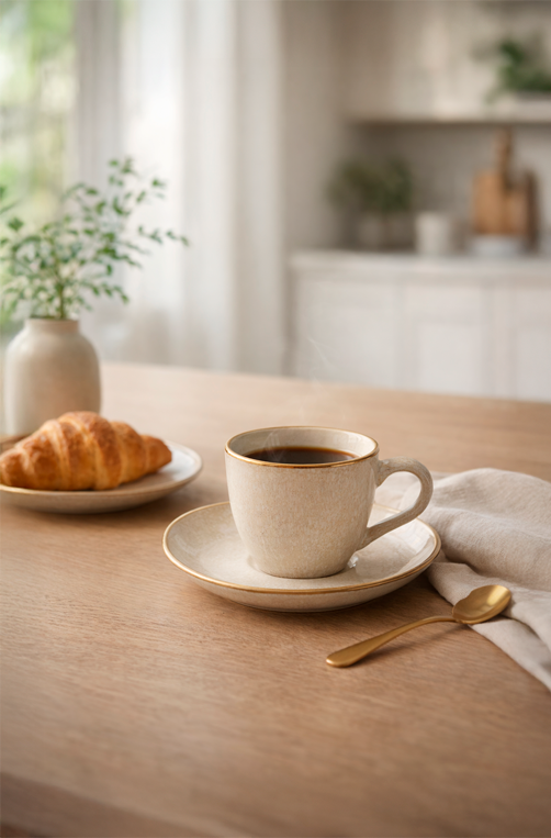Xícara de Café Stoneware Bio Sol Gold 120ml