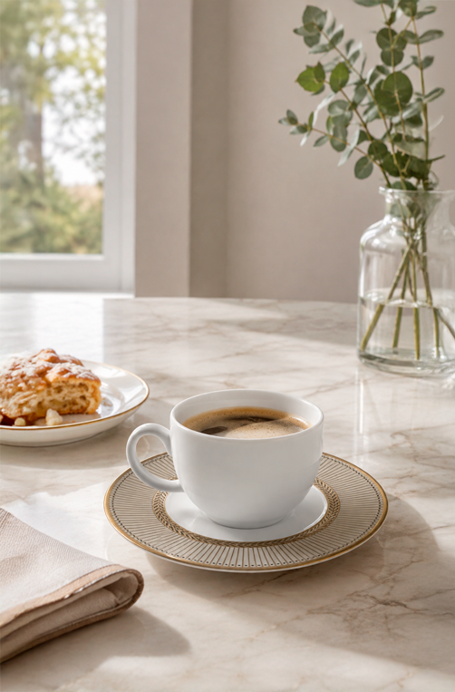 Xicara de Café com Pires Celebrate Fendi em Cerâmica 85ml