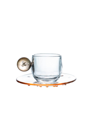 Conjunto de Xicaras com Pires Borbulhas Âmbar 90ml 6 Peças