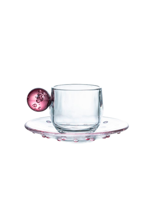 Conjunto de Xicaras com Pires Borbulhas Rosa 90ml 6 Peças