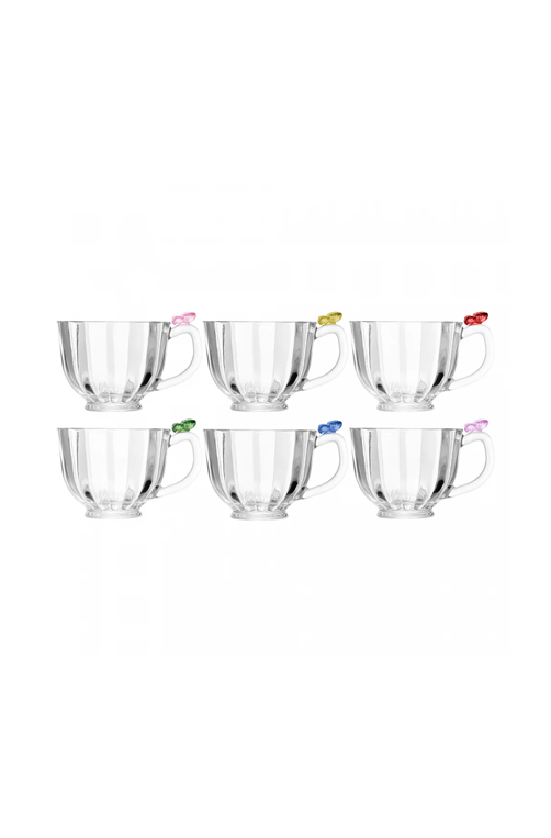 Conjunto de Xícaras de Café Fairy Butterfly 80ml em Cristal 6 Peças