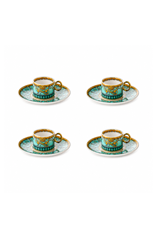 Jogo de Xicaras de Café Rocaille Azul em New Bone China 80ml 8 Peças