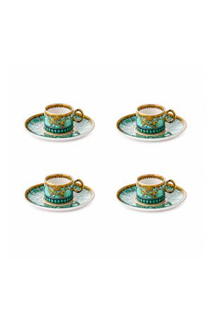 Jogo de Xicaras de Café Rocaille Azul em New Bone China 80ml 8 Peças