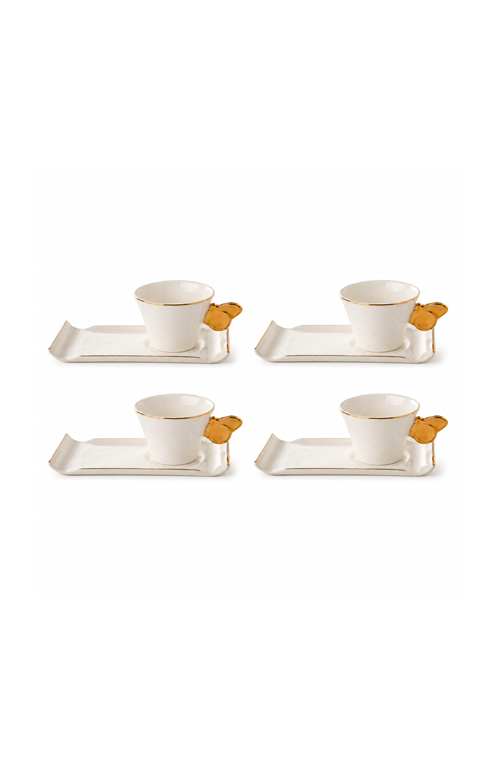 Jogo de Xicaras de Café com Alça de Borboleta Papillon em New Bone China 80ml 8 Peças