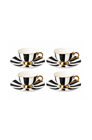Jogo de Xicaras de Café com Pires Optique em New Bone China 90ml 8 Peças