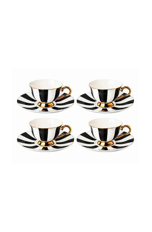 Jogo de Xicaras de Café com Pires Optique em New Bone China 90ml 8 Peças
