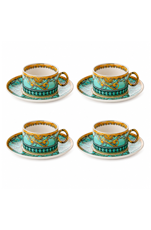 Jogo de Xicaras de Chá Rocaille Azul em New Bone China 170ml 8 Peças