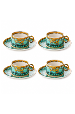 Jogo de Xicaras de Chá Rocaille Azul em New Bone China 170ml 8 Peças