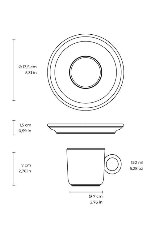 Xícara de Chá com Pires Basic Snow 150ml