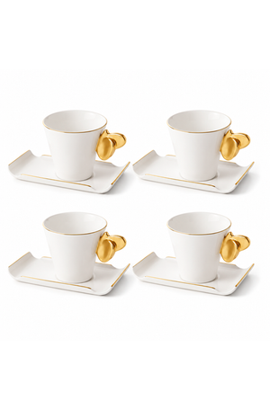 Jogo de Xicaras de Chá com Alça de Borboleta Papillon em New Bone China 200ml 8 Peças
