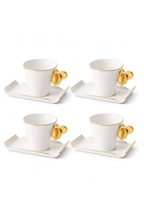 Jogo de Xicaras de Chá com Alça de Borboleta Papillon em New Bone China 200ml 8 Peças