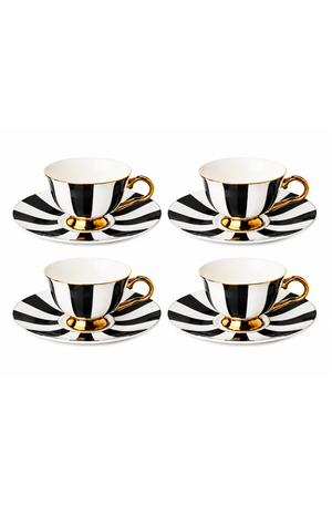 Jogo de Xicaras de Chá com Pires Optique em New Bone China 220ml 8 Peças
