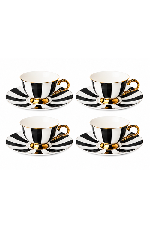 Jogo de Xicaras de Chá com Pires Optique em New Bone China 220ml 8 Peças